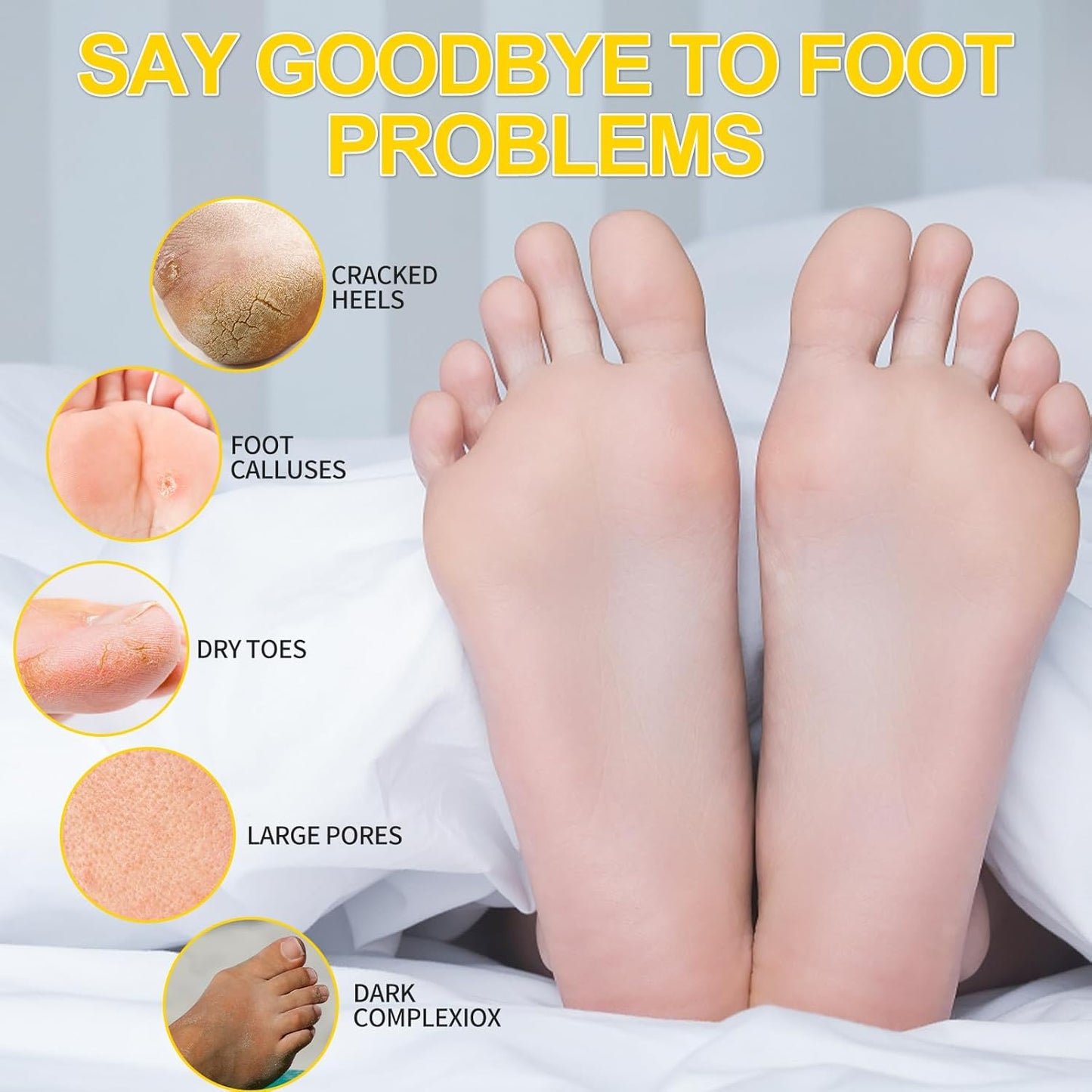 Pedicure Kit Foot Soak Set: Bubble Salt, Sugar Scrub, Massage Mask, Massage Lotion in a Box, 4 Step Foot Spa Kit for Dry Feet, Calluses and Tired Feet(1 Set Milky Flower)