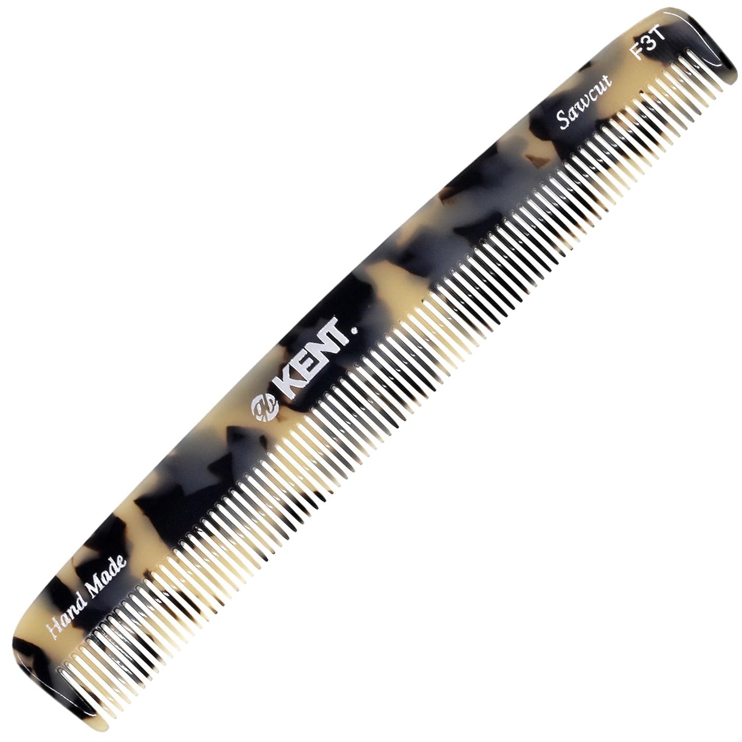 Kent F3TW Fine Tooth Comb - Hair Parting and Straightening Comb for Men's & Women's Dandruff Remover, Saw Cut and Hand Polished Made in England
