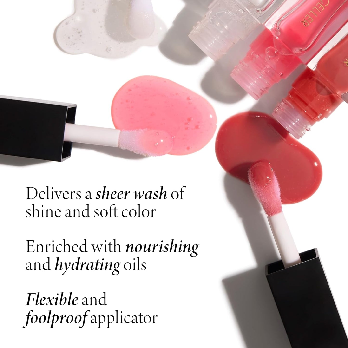 LAURA GELLER NEW YORK Fine Shine Glossy Lip Oil, Rose Garden - Hydrating Squalane - Pink Lip Gloss