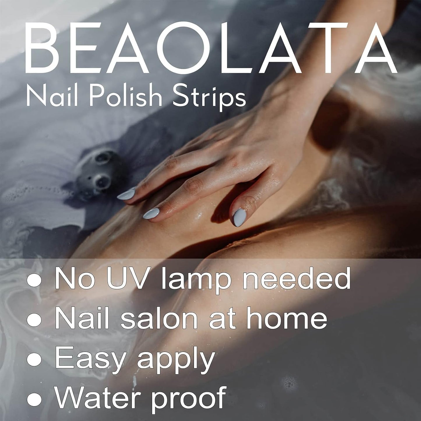 Nail Polish Strips, 32PCS Salon Quality Wraps, Long Lasting Gel Nail Stickers for Women Easy Apply& Remove (Silver Birch Luster)