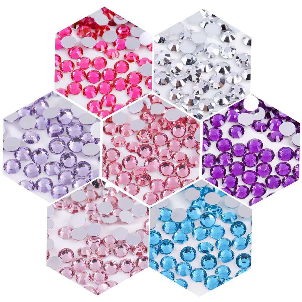 3000 Pieces SS6 2mm Flatback Rhinestones Clear Glass Round Gems Crystals for Nail Art DIY Crafts Clothes Shoes Bags （Black）