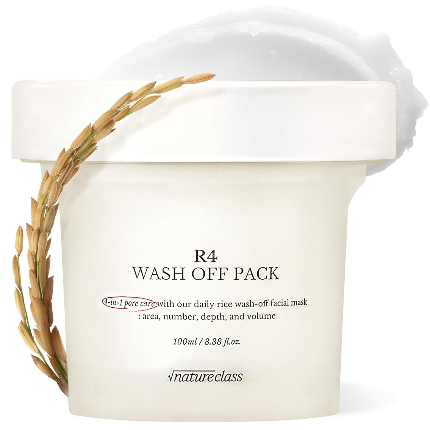 R4 Rice Wash Off Facial Mask – 4-in-1 Pore Care, Deep Cleansing, Hydrating, Exfoliates, Pore Sebum Clearing, Gentle Exfoliating Korean Skincare 3.38 Fl Oz