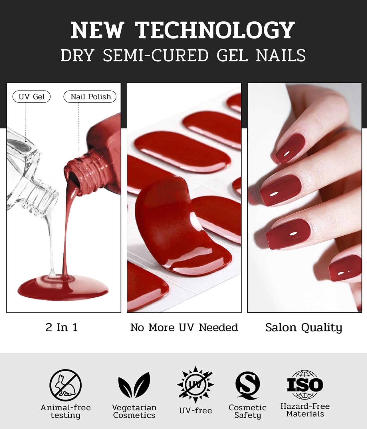 Nail Polish Strips - 22 Pcs Salon Quality Gel Nail Stickers - Long Lasting Wraps (Stardust Blue)