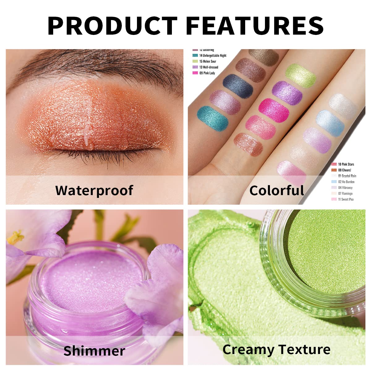 Oulac Brown Cream Eyeshadow also for Highlighter Large Capacity Highly Pigmented Eye Shadow Waterproof &Long Lasting with Moisturizing Formula 05