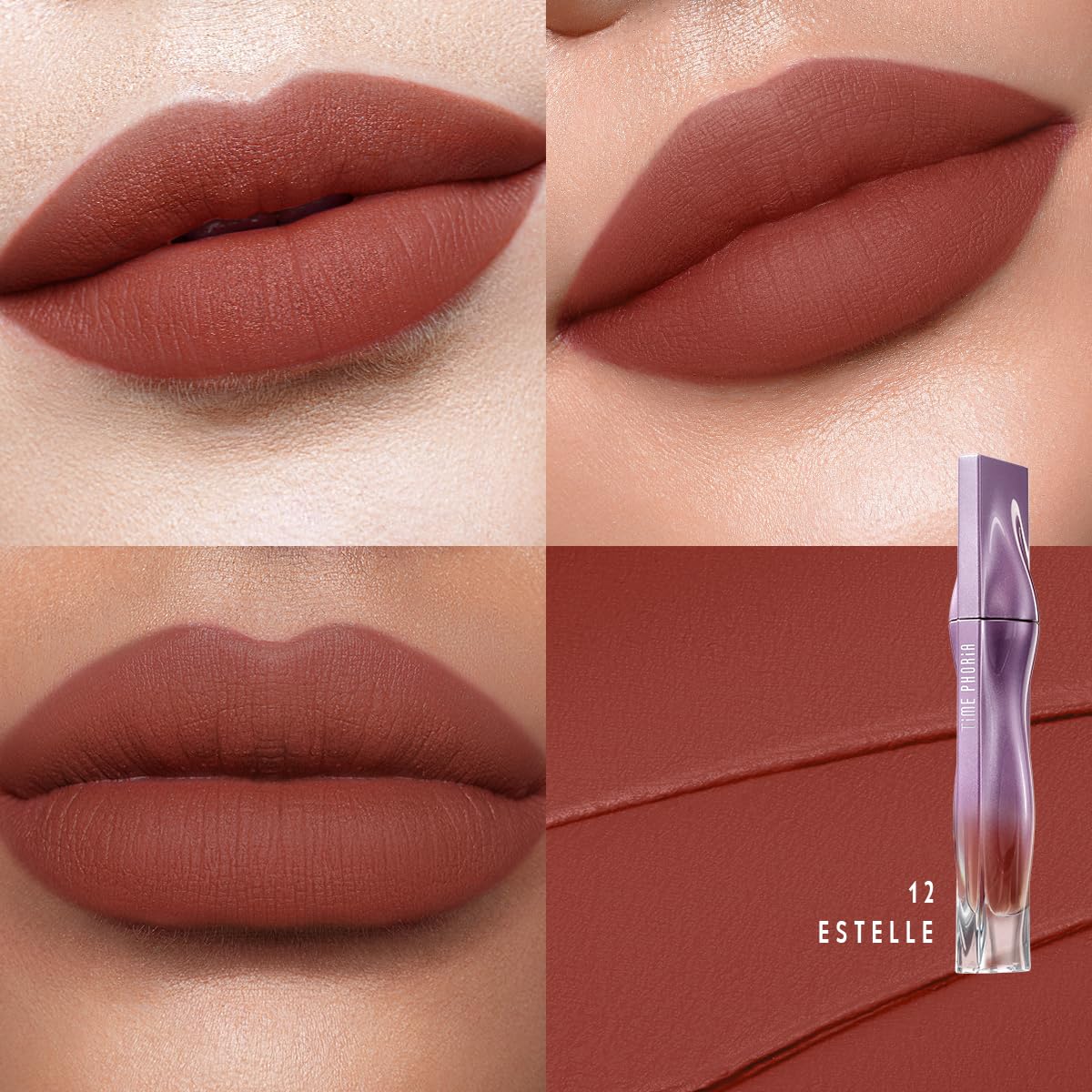 NEBULA VELVET LIP CREAM-Long Lasting Lip Stain, Waterproof and Transfer Proof Lip Tint, Matte Finish Lipstick, Smooth Out Lip Lines, Lightweight Lip Cream, High Coverage (12 ESTELLE)