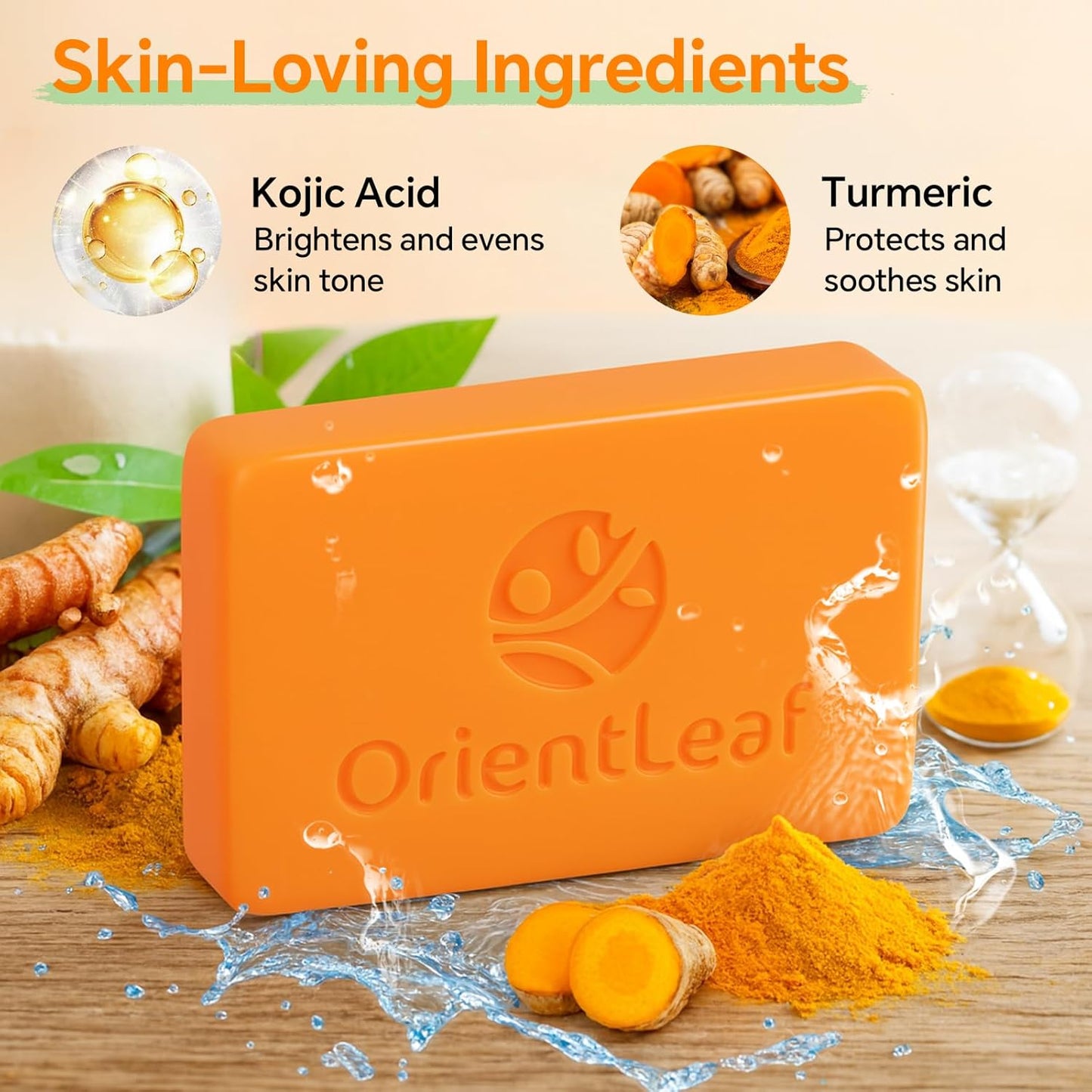 Kojic Acid and Turmeric Soap for Dark Spots Remover, Brightening, Hyperpigmentation for Face, 4oz x 2 BARS