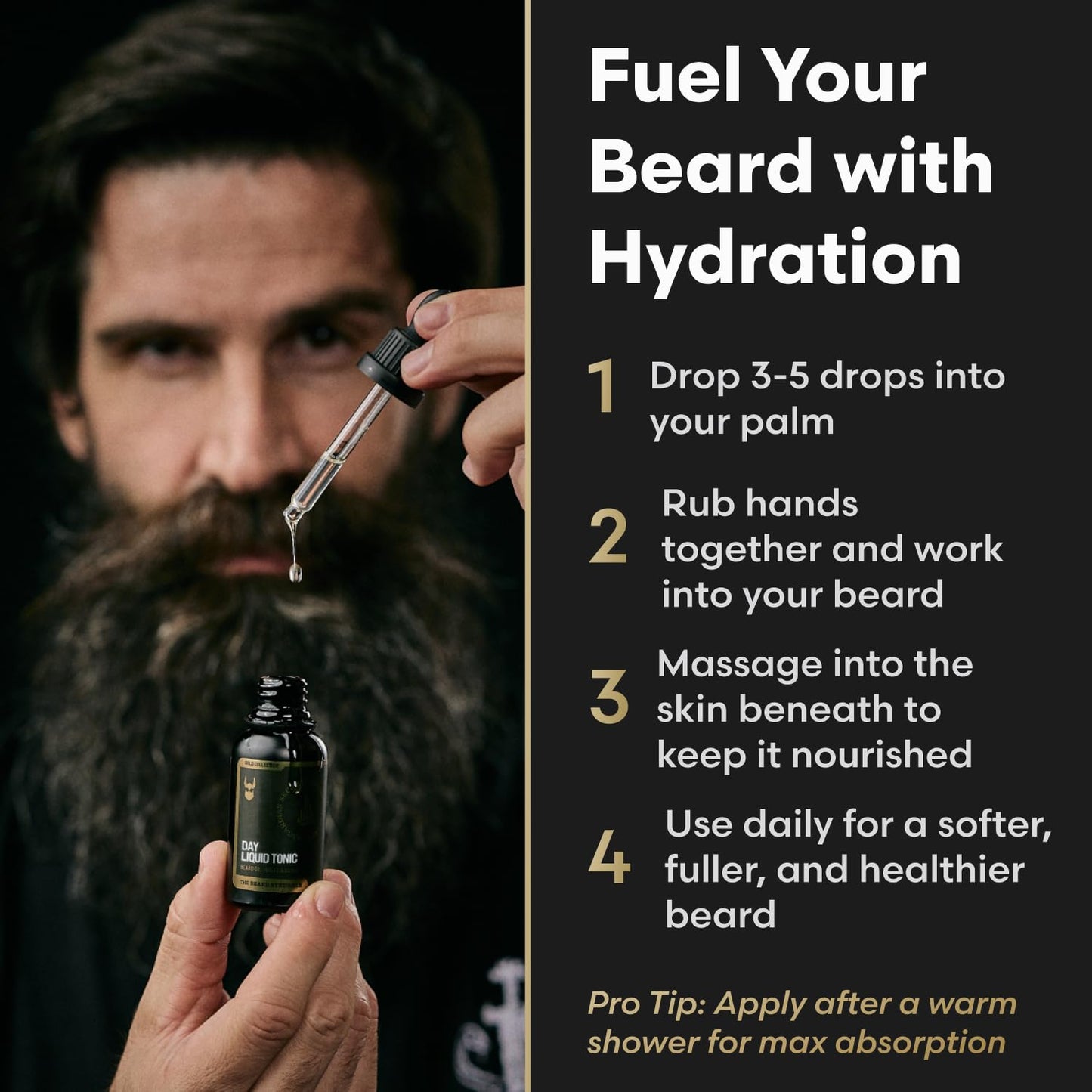 The Beard Struggle - Day Liquid Tonic Beard Oil - Gold Collection, Asgardian Secret - Beard Oil for Men - Moisturize, Softens Hair, Reduces Itch - Day Time Beard Growth Oil (1 Fl oz)