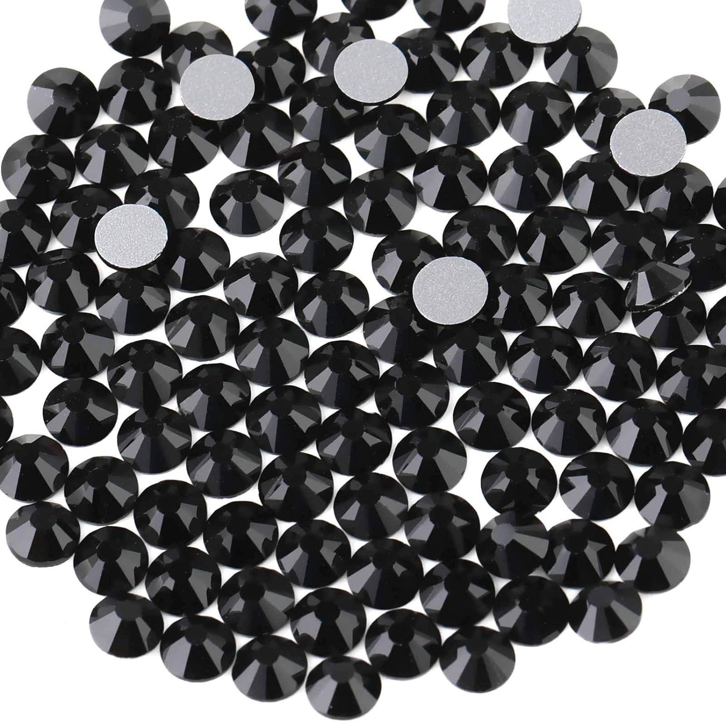 beadsland Flat Back Crystal Rhinestones Round Gems, Black (6.4-6.6mm) SS30/288pcs