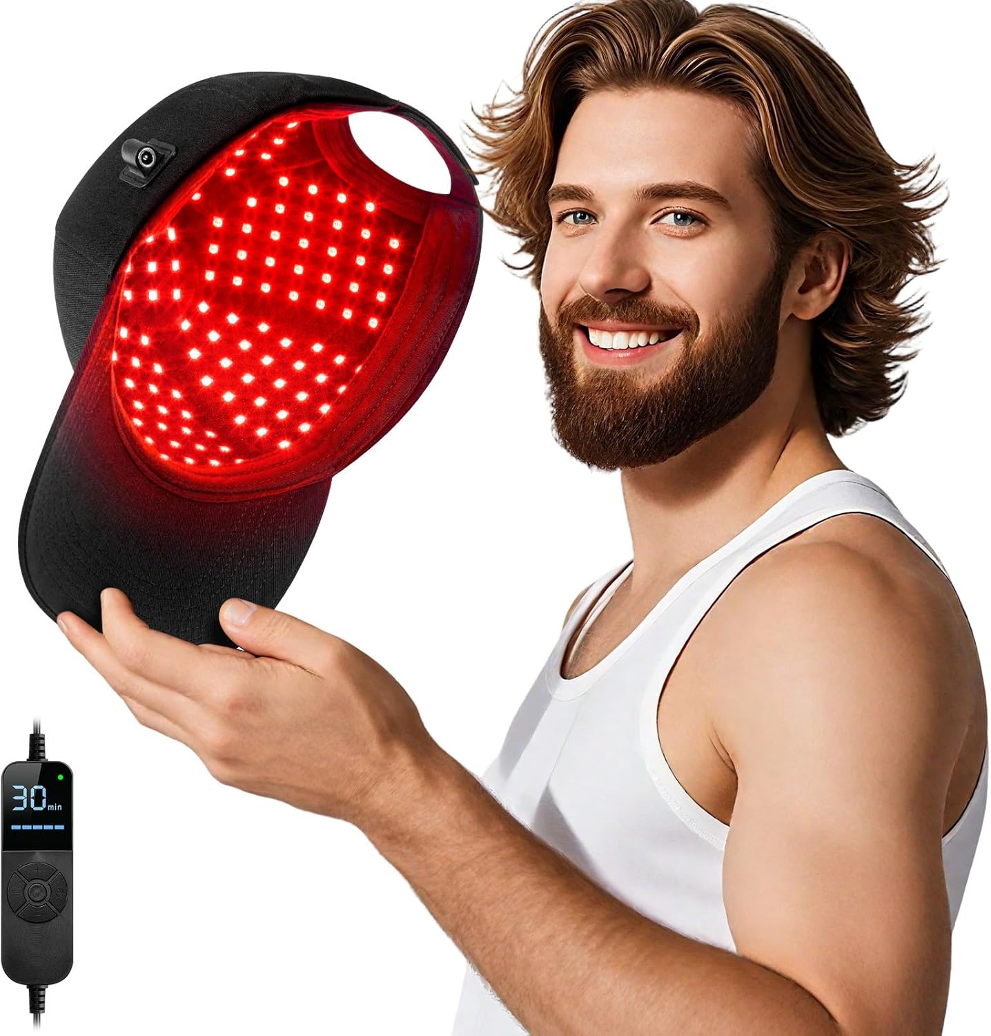 Laser Hair Growth Cap，Red Light theray for Hair, Deep Black Cap