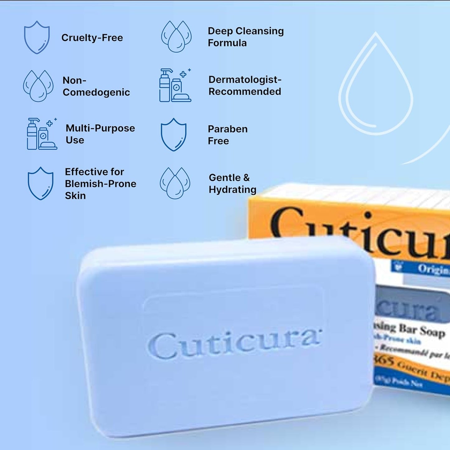 Cuticura Official Deep Cleansing Face and Body Soap 3 oz (Pack of 6)