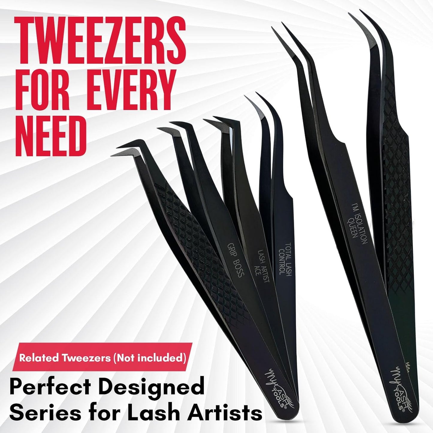 45 Degree Volume Fiber Tip Lash Tweezer – The Ultimate Grab, Professional Eyelash Extension Tweezers, Precision Fan Making, Plain Grip (Black)