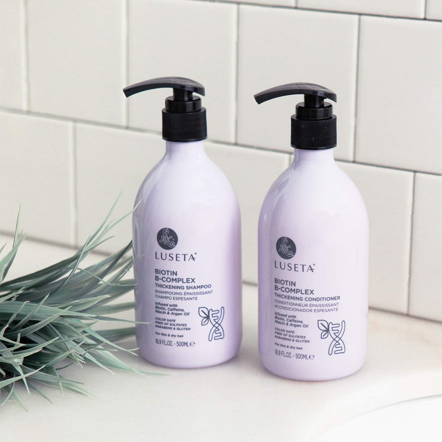 Luseta Biotin B-Complex Shampoo & Conditioner Set for Hair Growth and Strengthener - Hair Loss Treatment for Thinning Hair With Biotin Caffein and Argan Oil for Men & Women - All Hair Types 2 x 33.8oz