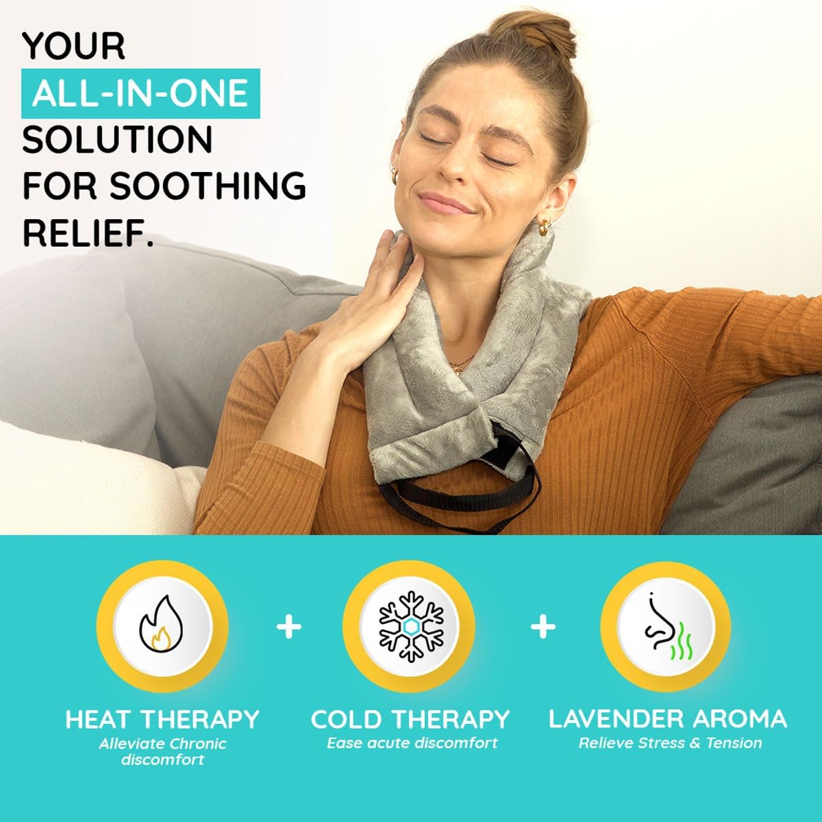Microwavable Heating Pads for Neck Pain Relief, Back Pain, Shoulder Pain Relief - Microwave Heating Pad for Cramps and Muscle Relief, Hands- Free Heat Pack for Tense Muscle - 2 Packs