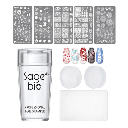Nail Art Stamper Clear Silicone Nails Stamping Jelly with Scraper Transparent Visible Body DIY Manicure Nail Art Tool C