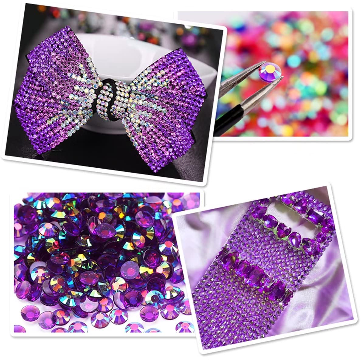 4500 Pcs SS6 2mm AB Flatback Rhinestones for Nails Art Crafts Transparent Glitter Round Gems Crystals DIY Clothes Shoes(Clear Light Sapphire AB)