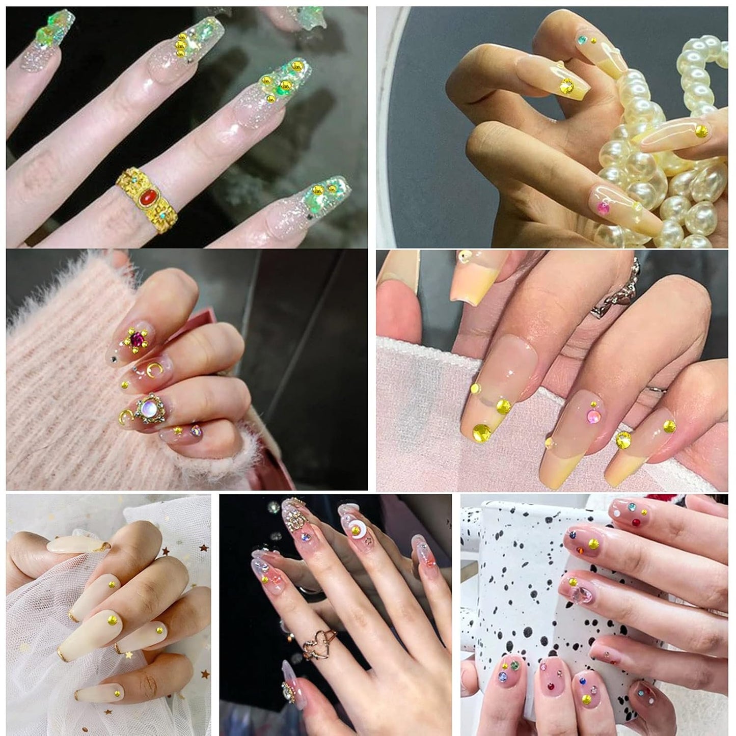 Beadsland 144pcs Flat Back Crystal Rhinestones Round Gems for Nail Art and Craft Glue Fix, Lemon Yellow, SS40, 8.4-8.7mm