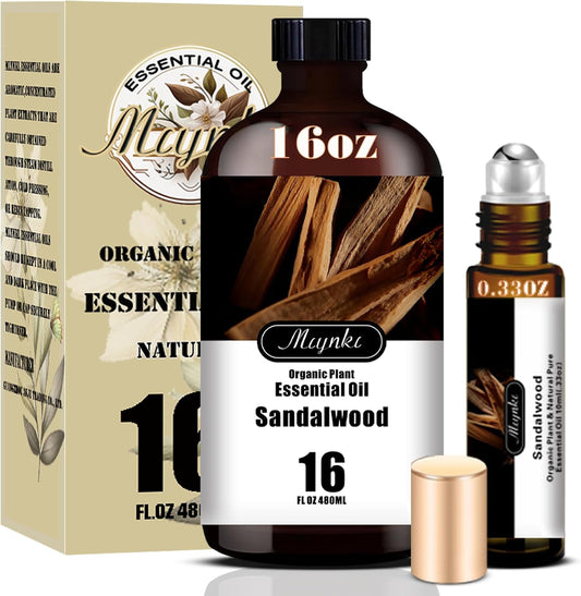 Sandalwood Fragrance Oil-Sandalwood Essential Oil 16.33oz (490ml)-100% Pure Natural Scent for Diffusers, Candles, Soap Making & Aromatherapy-Relaxing Home & Gift Essential Oil for Bath, Massage