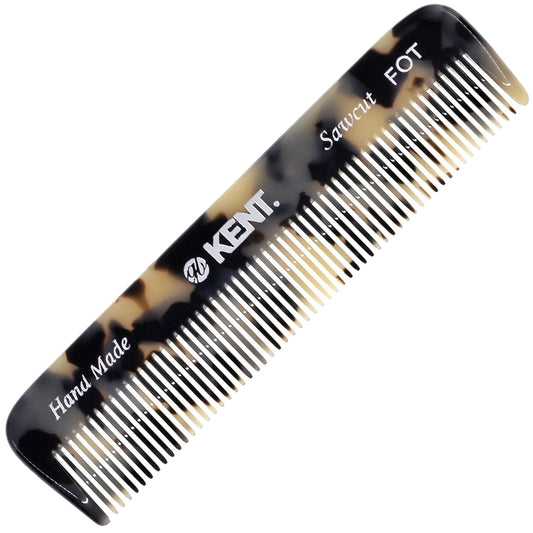 Kent FOT Tokyo White Fine Tooth Comb for Men - Handmade Pocket Comb for Travel, Styling, Fine or Thinning Hair, Mustache and Beard Care Handpolished Saw-Cut Made in England