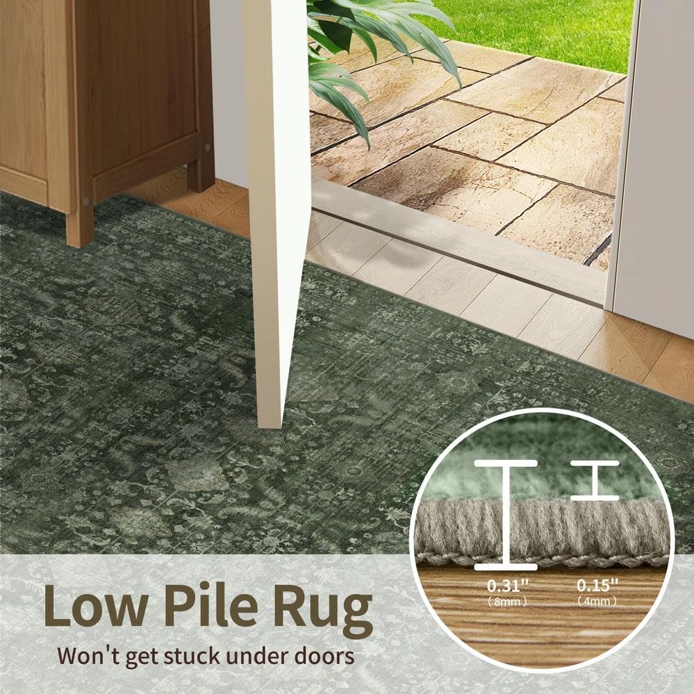 Rugxara Green 4x6 Area Rug Washable Rug - Image 6