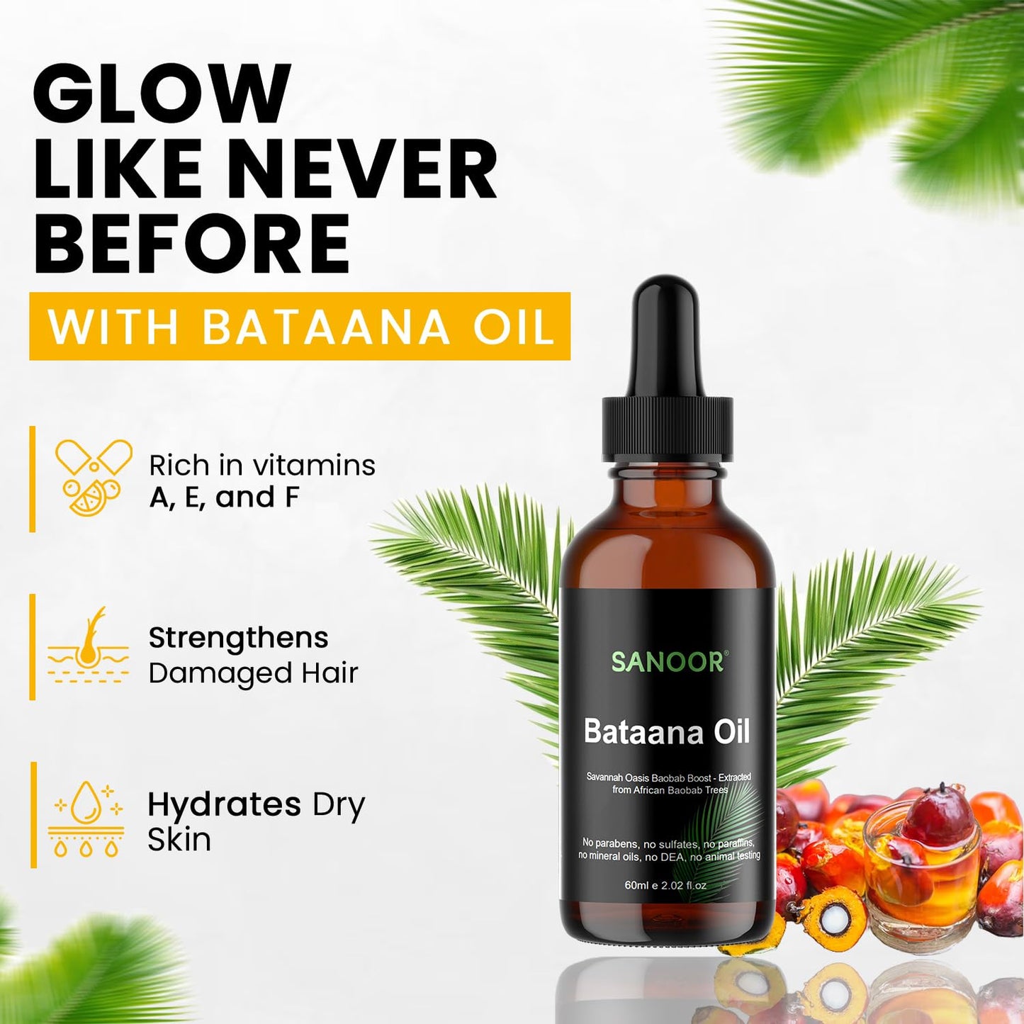 African Batana Oil - 100% Pure & Cold-Pressed - Organic Savannah Oasis Formula for Hair Care, Skin Care & Massage - Nutrient-Infused Hair Butter - 2.02oz (60ml)