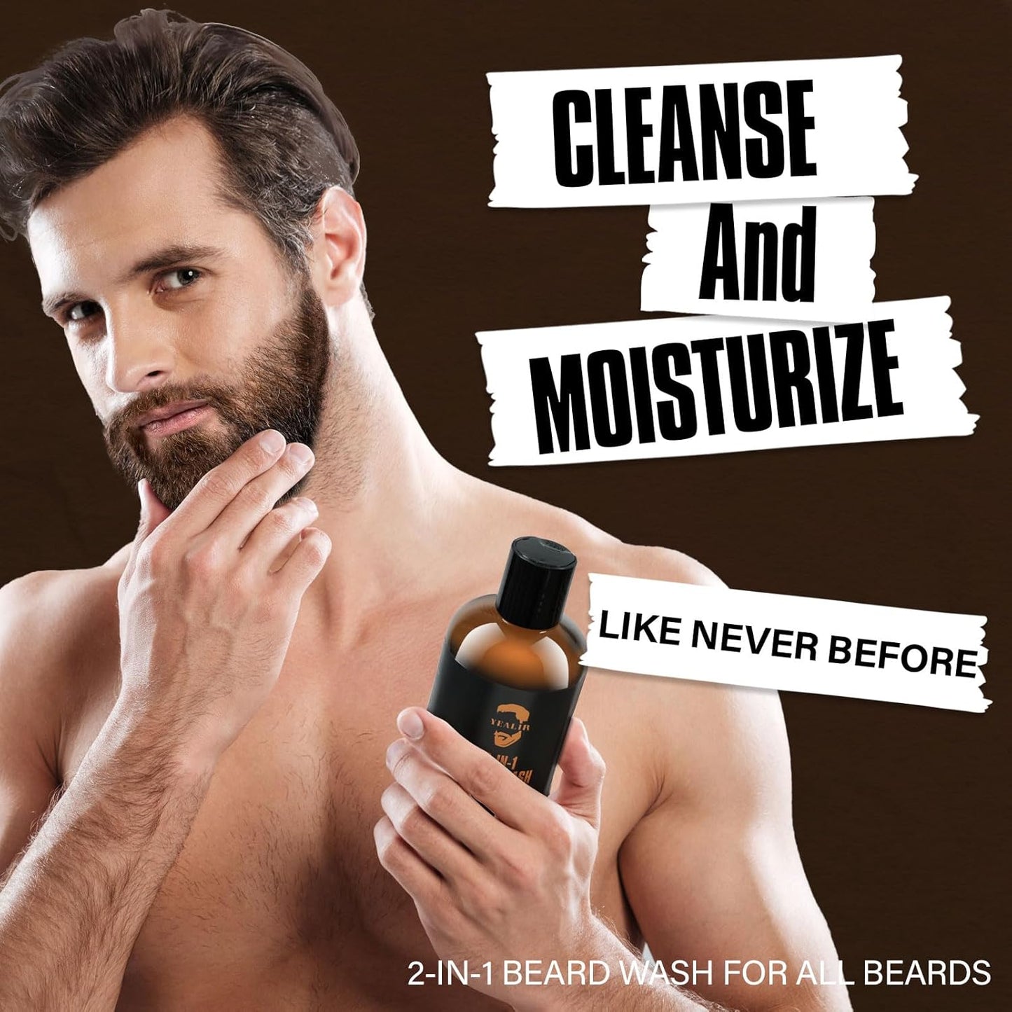 2-in-1 Beard Wash and Conditioner – Cleanse, Hydrate & Soften Dry, Coarse Beard, Beard Shampoo for a Fuller & Healthier Beard –Sandalwood Scent, 8.45 oz