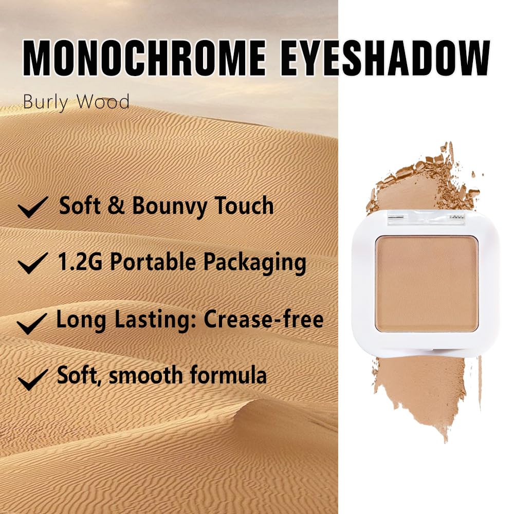 Matte Singe Eye Shadow Palette Makeup, Matte Burly Wood Monochrome Eyeshadow For Old Women, Mini Pressed Pigmented Waterproof Sombras Para Ojos, Vegan, Talc, Paraben & Cruelty Free, 13