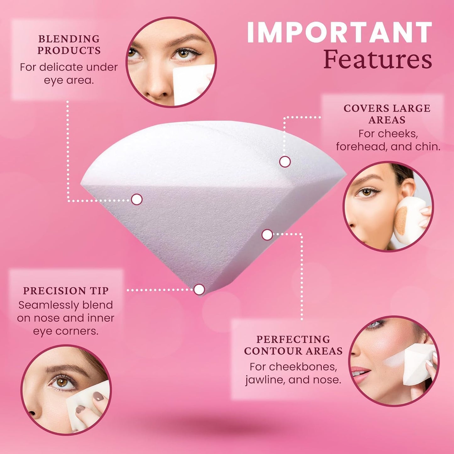 StansOut Beauty Sponge 4-Pack – Streak-Free, Airbrushed Finish | Reusable, Quick-Drying, Latex-Free | Multi-Angle Blending Sponge for Cream, Liquid & Powder | Pro Makeup Applicator