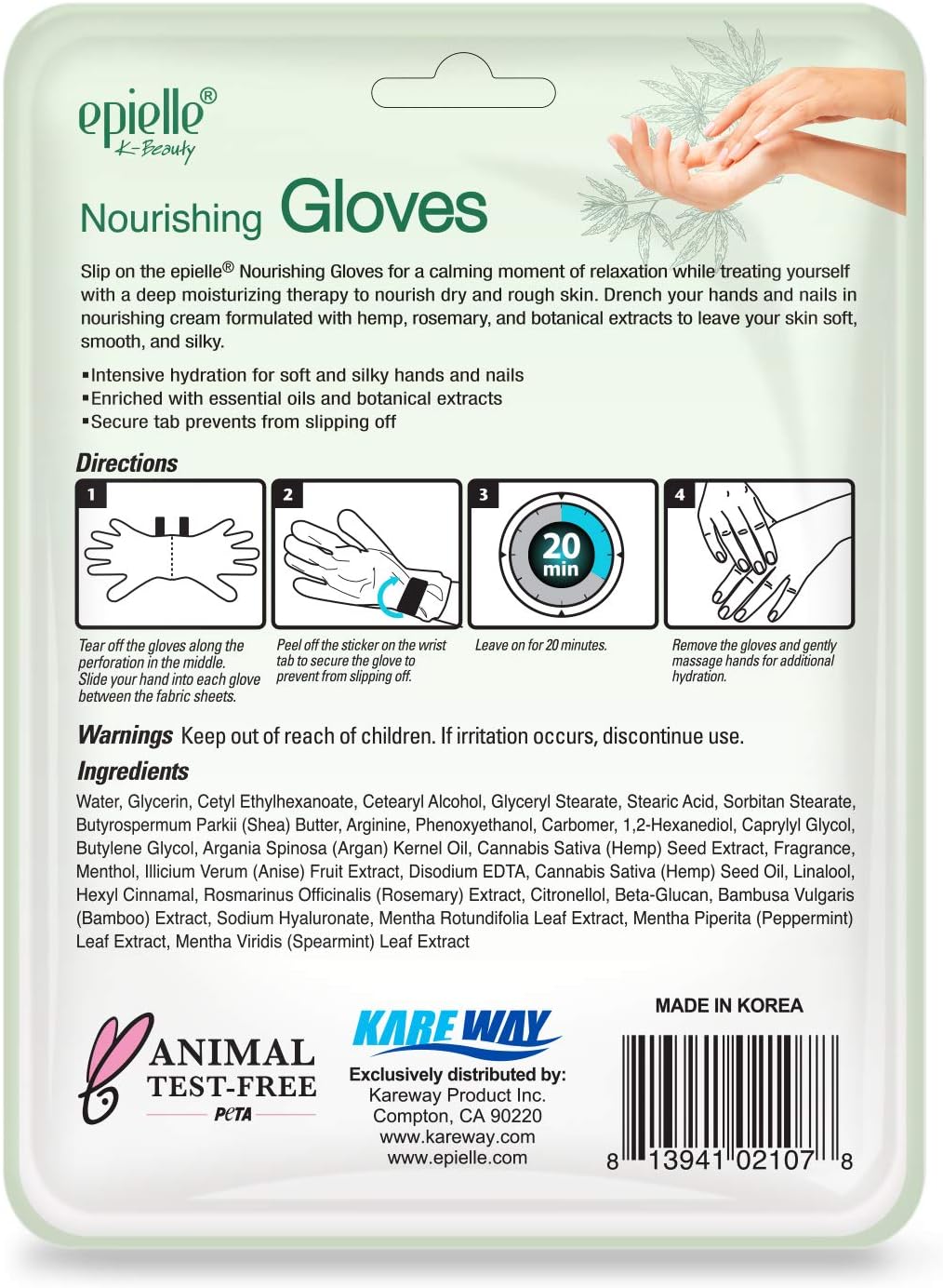 Epielle Nourishing Hand Masks 6 Pairs, Deep Moisturizing Gloves for Dry, Cracked Hands, Repair and Nourish with Hemp & Rosemary Extract, Spa & Self Care Gifts for Women, Korean Skin Care