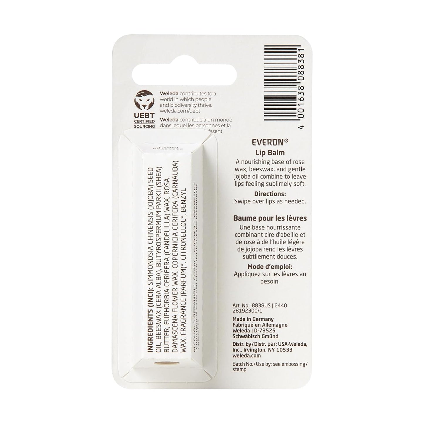 Weleda Everon Lip Balm, Soin Des Levres - 0.17 Oz, White