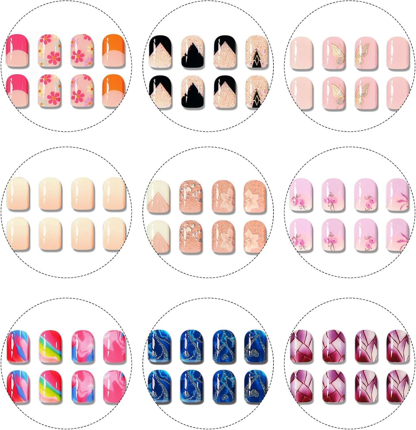 Semi Cured Gel Nail Strips with Gold Heart Designs Blue Gel Nail Strips Glossy Stickers Salon Quality & Easy to Use for Women 20 Pcs