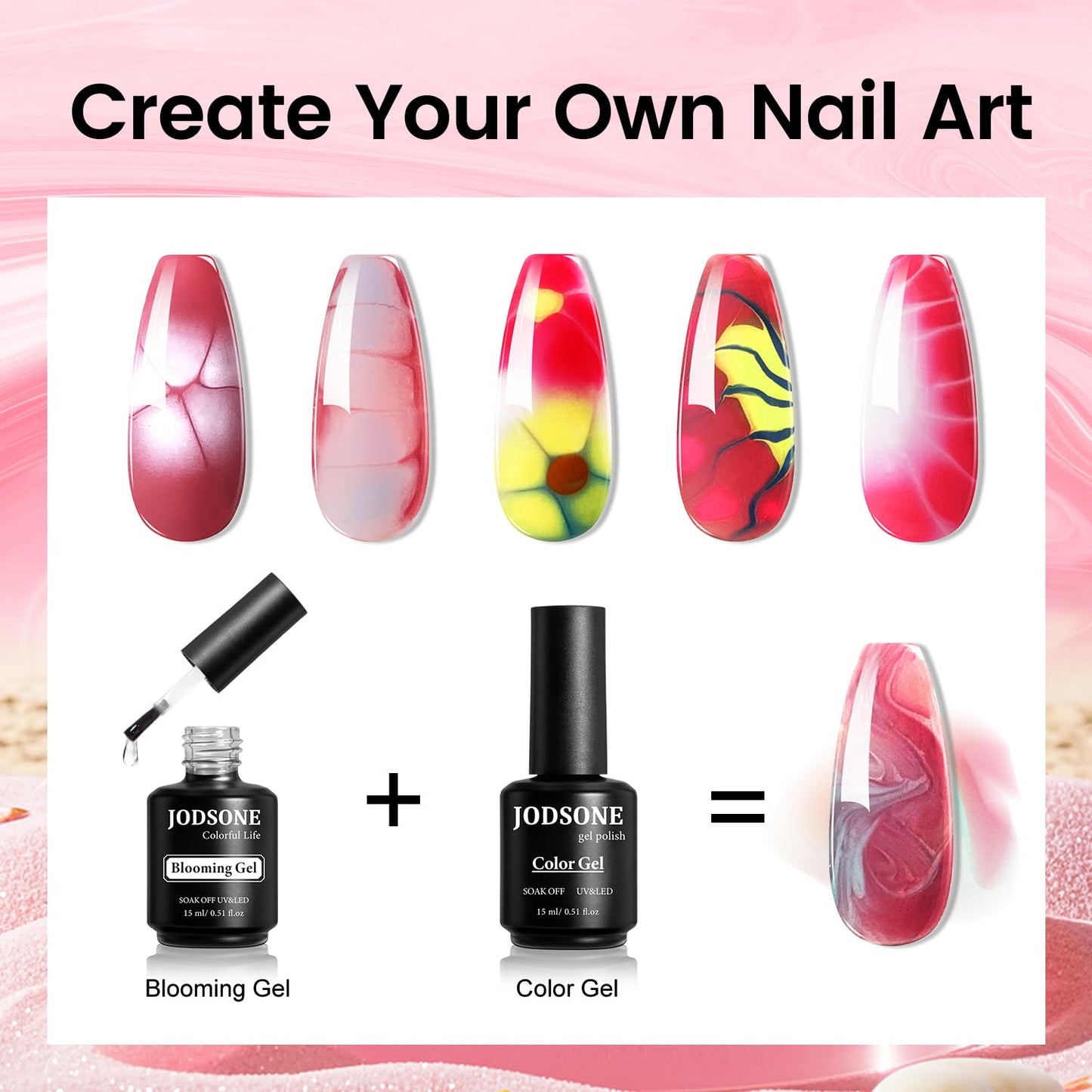 JODSONE Blooming Clear Gel Nail Polish, 15ml for Spreading & Watercolor Effects, Floral Nail Art Design, U V & LED Cure, Light Up Your Nail Life