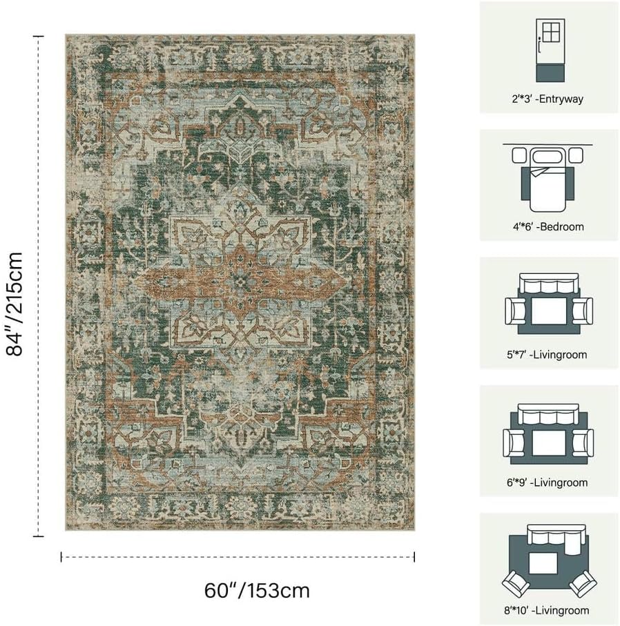 Rugxara Area Rugs 5x7 Washable Rug - Image 2