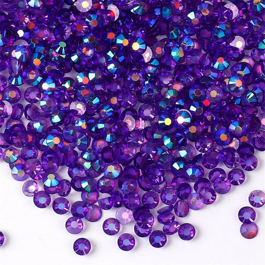 500 Pieces SS30 6mm Flatback Rhinestones AB Clear Round Gems Crystals for Nail Art DIY Crafts Clothes Shoes Bags （Transparent Dark Purple AB）