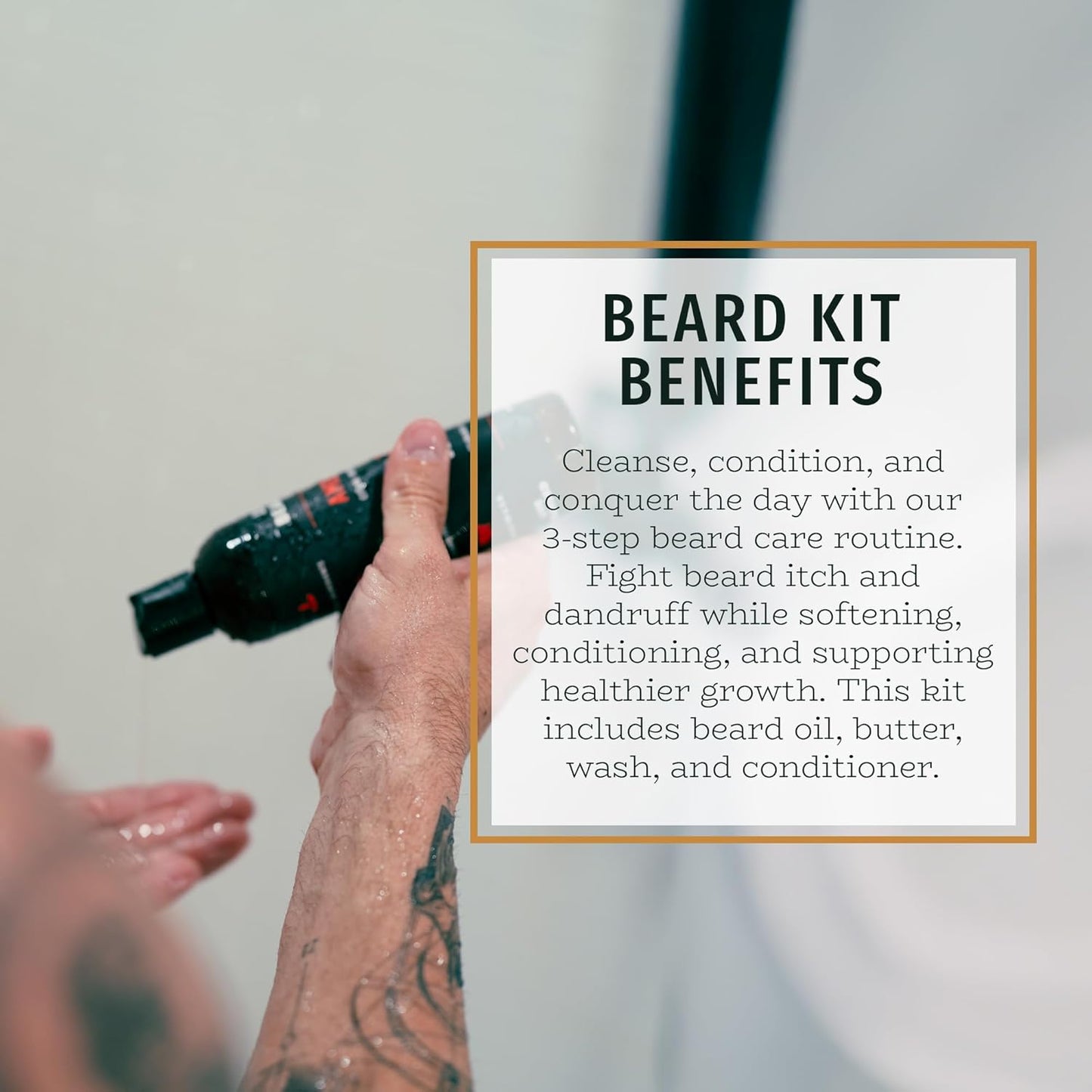 Live Bearded Complete Beard Grooming Kit - Wash, Conditioner, Butter and Oil - Made in the USA with All-Natural Ingredients - Mens Groom Set | Straight Up Unscented - Fragrance-Free