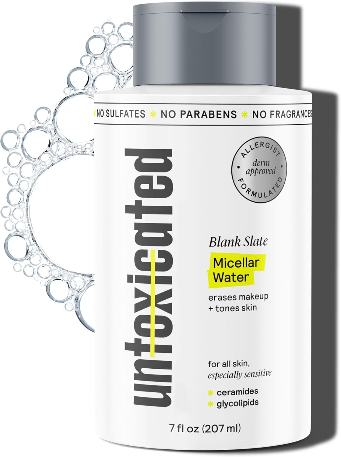 Micellar Water - Gentle Makeup Remover, No Rinse Cleanser & Toner for Sensitive Skin - No Common Irritants - Free from Alcohol, Oil, & Fragrance - 7 Ounce
