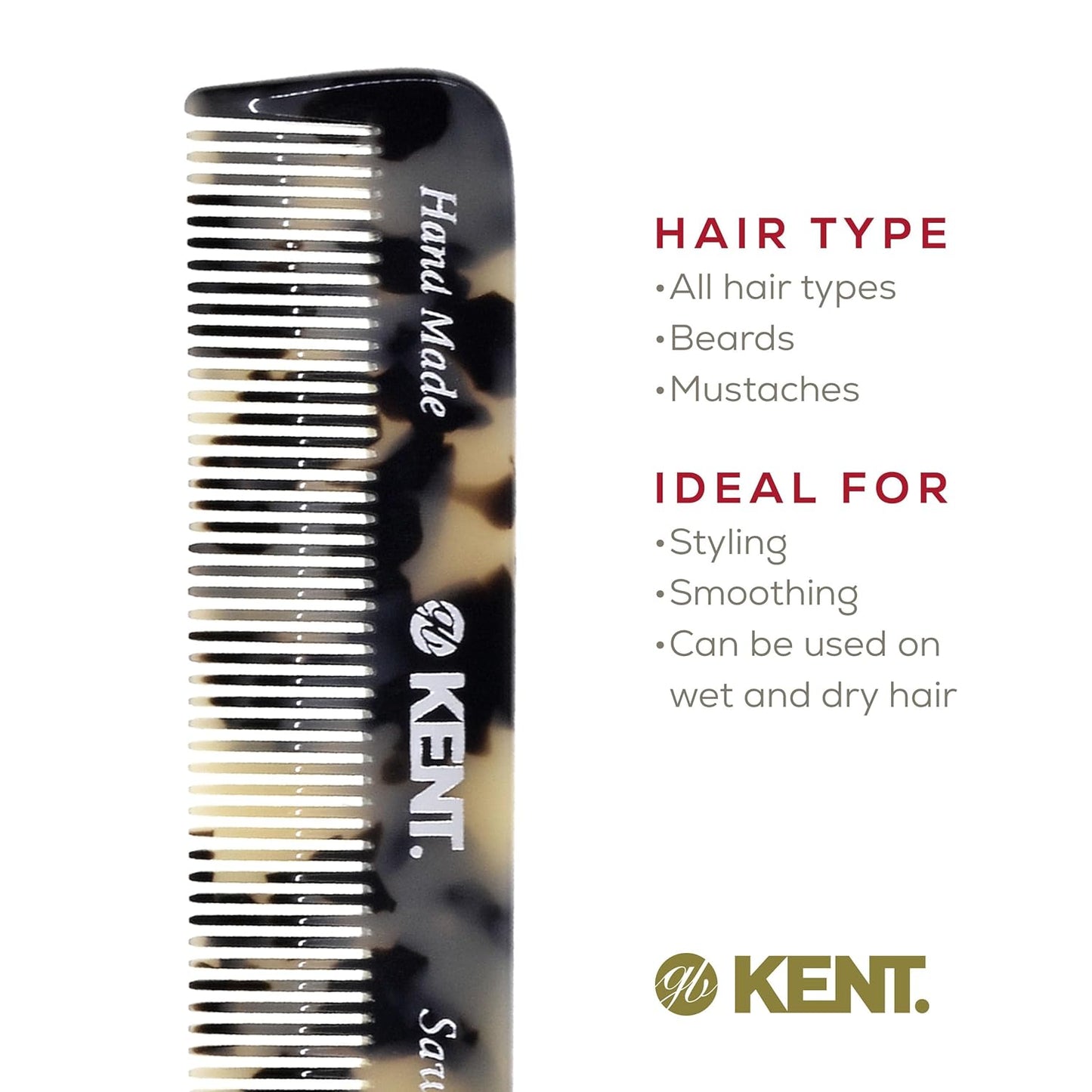 Kent FOT TW - 81T TW Beard Comb Set Pocket for Men - Pocket Combs Kit for Men for Travel and Home, Mustache Comb for Mens, Mini Beard Set for Mens Grooming, Handmade Combs Grooming Set