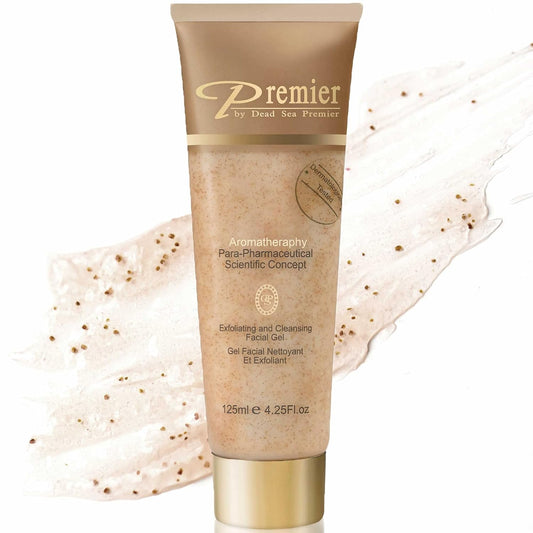 Premier Dead Sea Classic Para-Pharmaceutical Exfoliating Cleansing, Micro Grains Face Facial Gel Cleanser scrub Contains Dead Sea Minerals, non drying, Aromatherapy Scientific Concept 4.25Fl oz (X1)