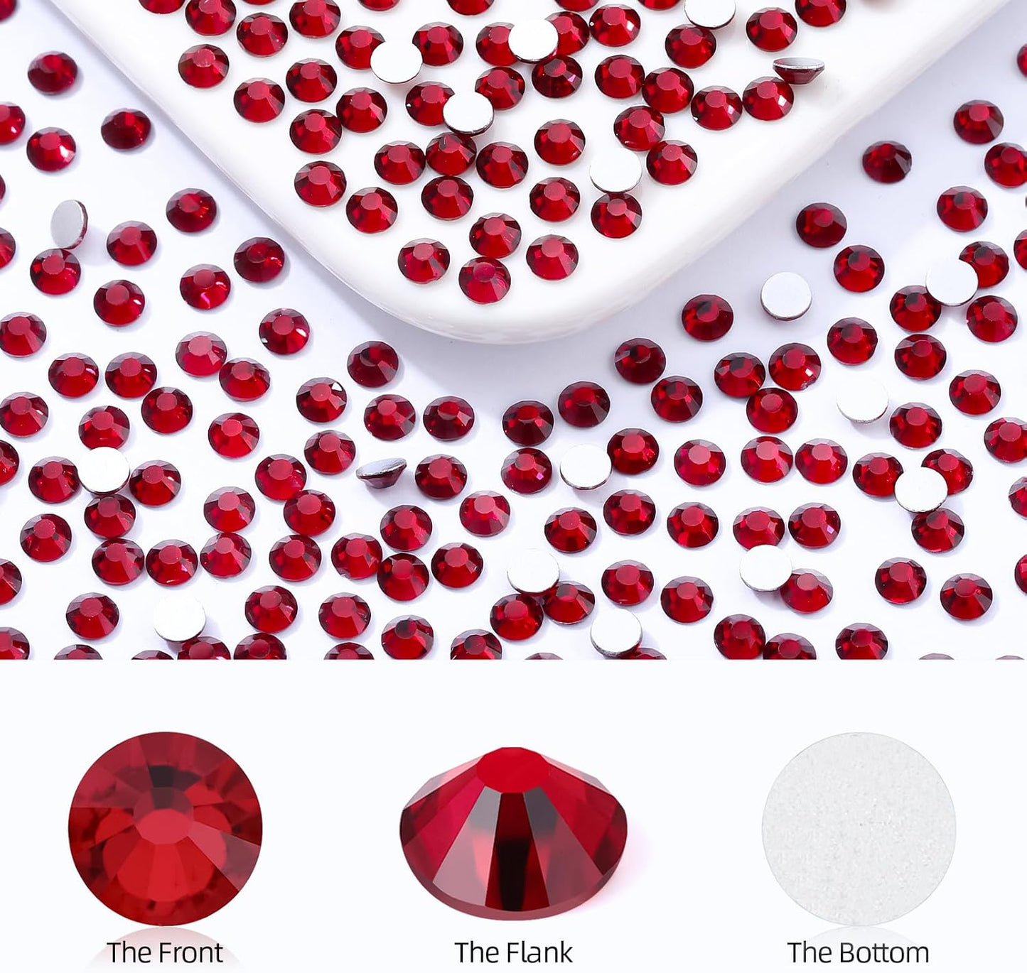 Siam Flatback Rhinestones, Glass Rhinestones for Nail Art and Craft, Glue Fix, Loose Crystal Gemstones(Siam, SS16, 1440pcs, 3.8-4.0mm)