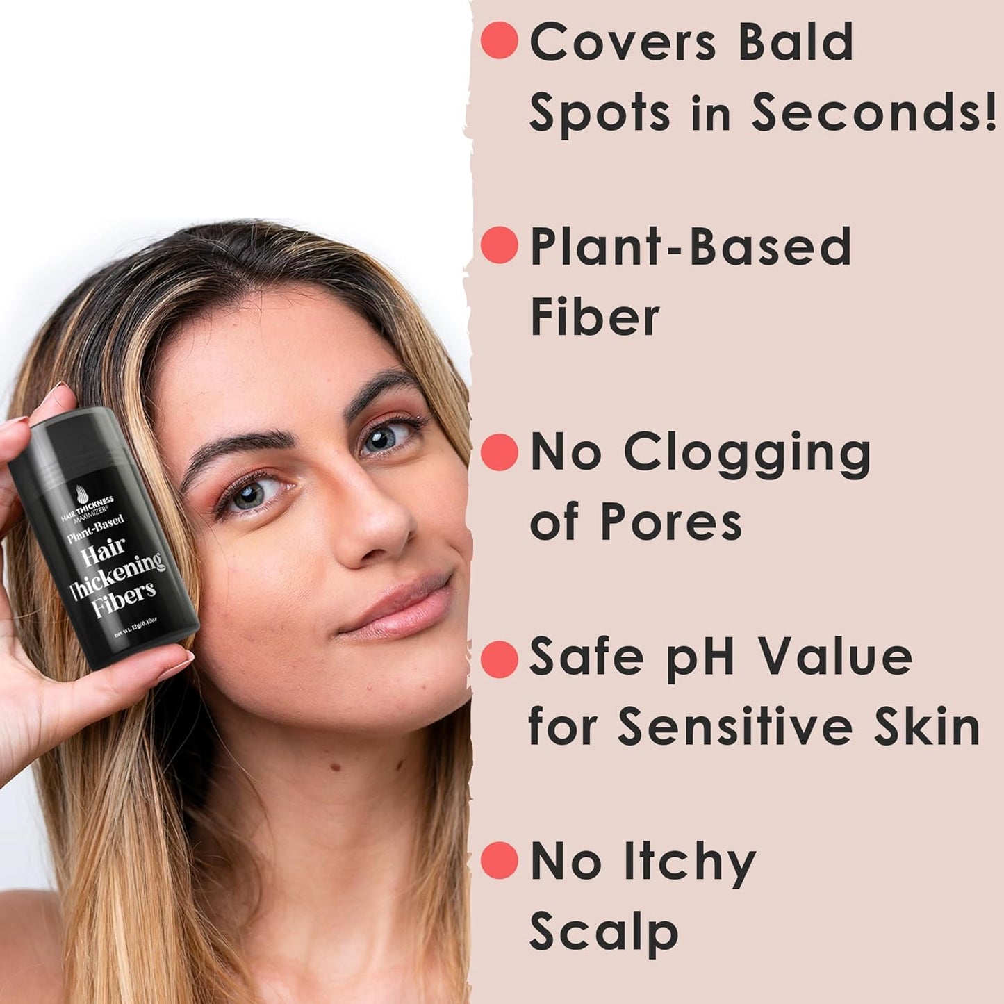 Hair Fibers for Balding Areas & Thinning Hairlines for Women & Men. Plant-Based Hair Powder for Instant Volume and Coverage. Hair Building Fibers, Non-Itchy, Easy Wash Off. (Blonde)
