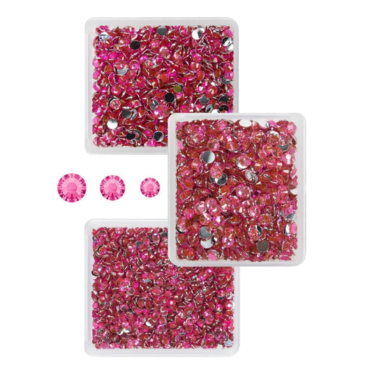 Rose Pink Crystal Resin Rhinestones for Crafting Light Hot Pink Flatback Stones 3mm 4mm 5mm Non-Hotfix Rose Red Diamonds Crystals Gems Charms for Nails Face Eyes Makeup Tumblers Bottles Crafts