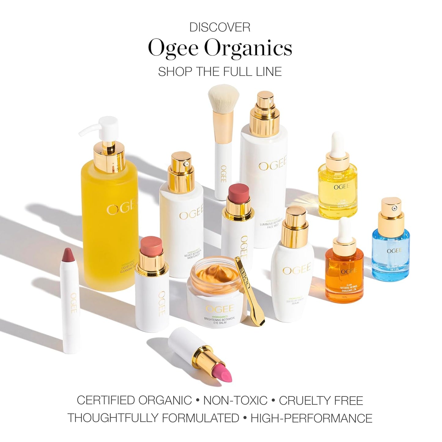 Ogee Full Bloom Sculpted Lipstick (Santana - Cherry Red) - Long Lasting Organic Lipstick with Jojoba Oil & Micro Hyaluronic Acid - 70% Organic Ingredients & Made in USA