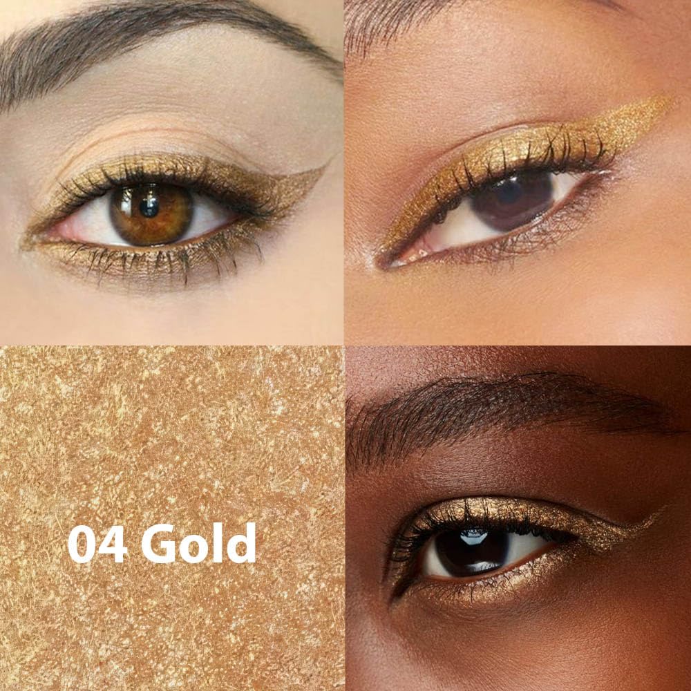 evpct 2Pcs Gold & Silver Color Gel Glitter Eyeliner Pencils Set for Women Waterline Waterproof Smudge Proof lapiz de ojos delineador de ojos contra el agua Eye Liner Makeup