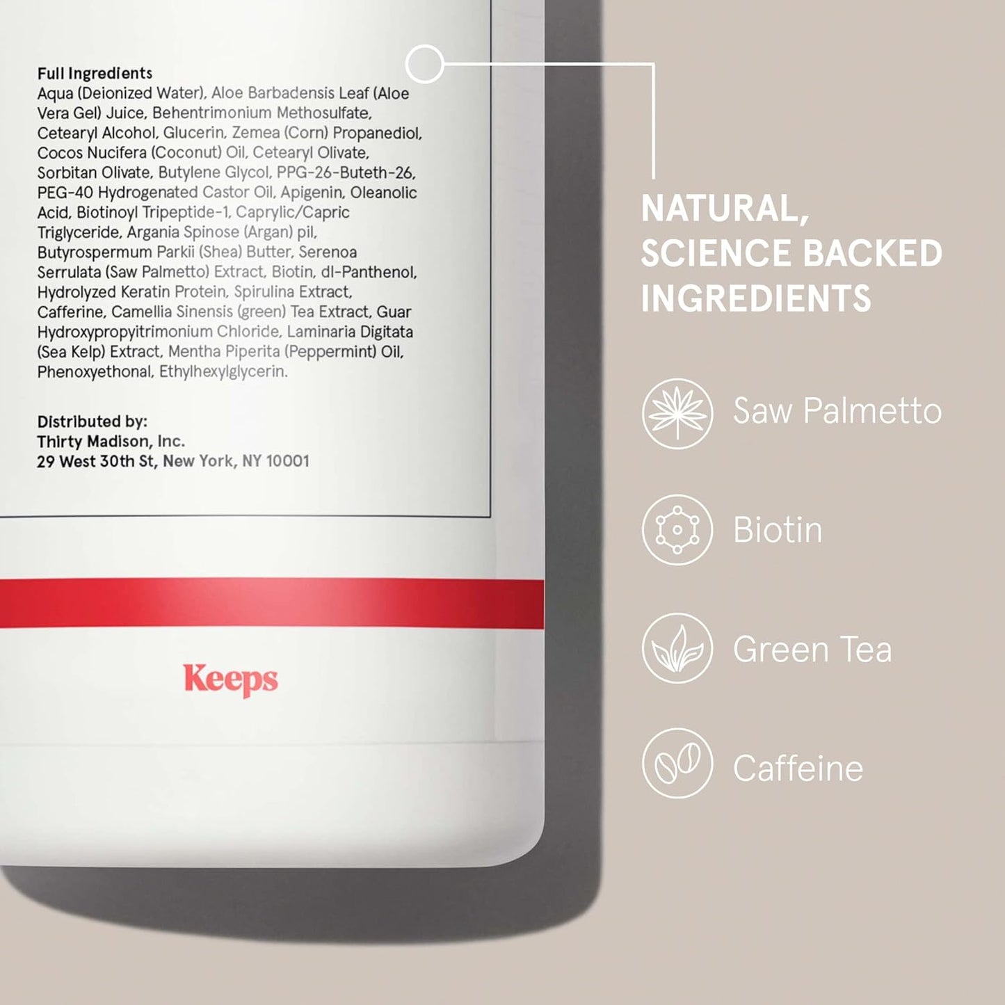 Keeps Hair Loss Conditioner For Men - Mens Conditioner for Fuller, Thicker Looking Hair - Thinning & Hair Growth Product - DHT Blocker - Infused with Biotin, Caffeine & Saw Palmetto - 8 oz