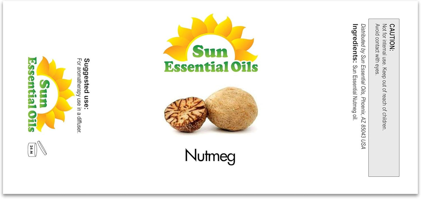 Sun Essential Oils Nutmeg Essential Oil – Aromatherapy Nutmeg Oil - (2 Fluid Ounces)