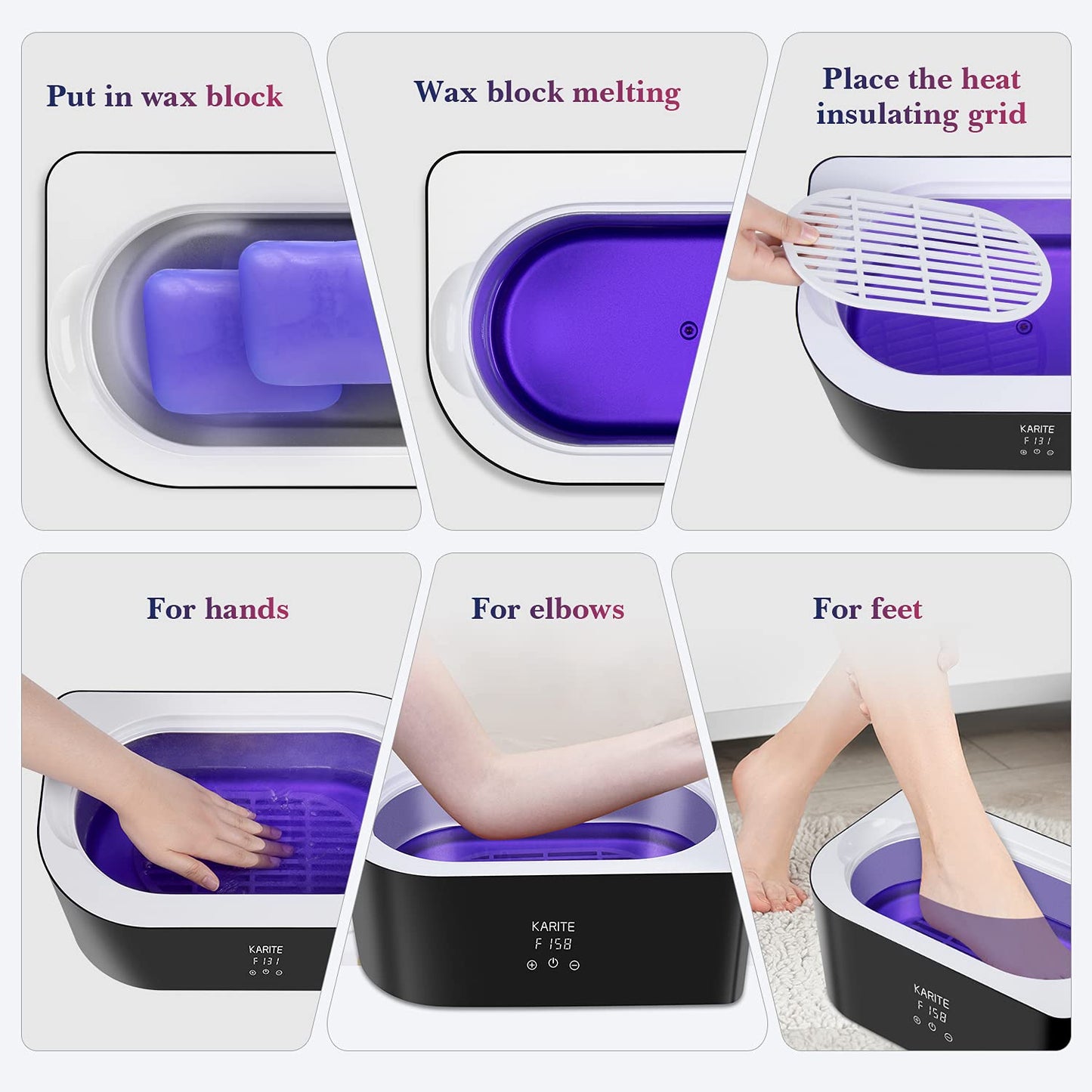 KARITE Lavender Scented Paraffin Wax Beads Blocks - 4 Pack for Bath, Hand, Feet Dry Skin Moisturizing, Hydration, and Nourishment