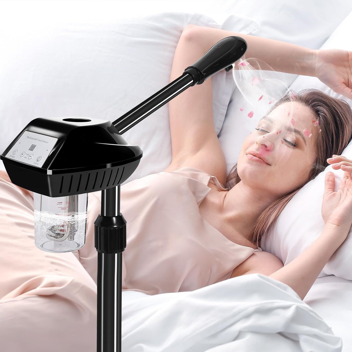 Facial Steamer, Face Steamer on on Wheels with More Steam, Adjustable Height for Face Steamer Suitable for Personal Home and Professional Personal Care Places，Moisturizing and Hydrating.