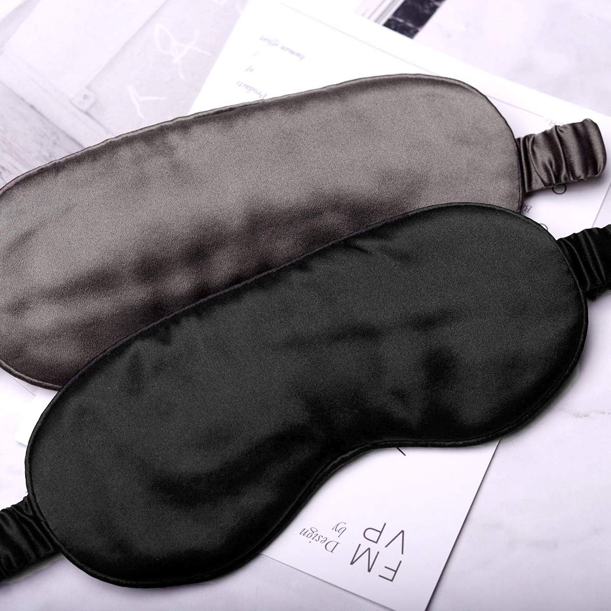 Silk Sleep Mask Light Blocking Luxury 100% Mulberry 19mm Silk Eye Mask Eye Cover Blindfold Ultra Soft Light & Comfy Anti Aging Skin Care with Travel Bag Gift Package