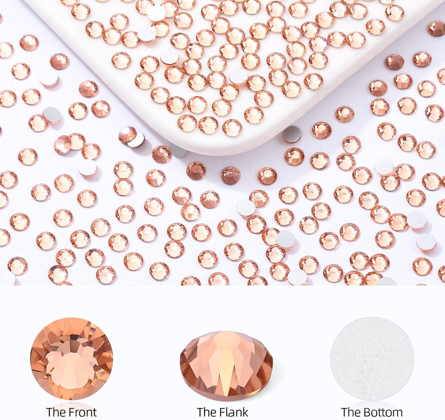 Champagne Flatback Rhinestones, Glass Rhinestones for Nail Art and Craft, Glue Fix, Loose Crystal Gemstones(Champagne, SS30, 288pcs, 6.4-6.6mm)