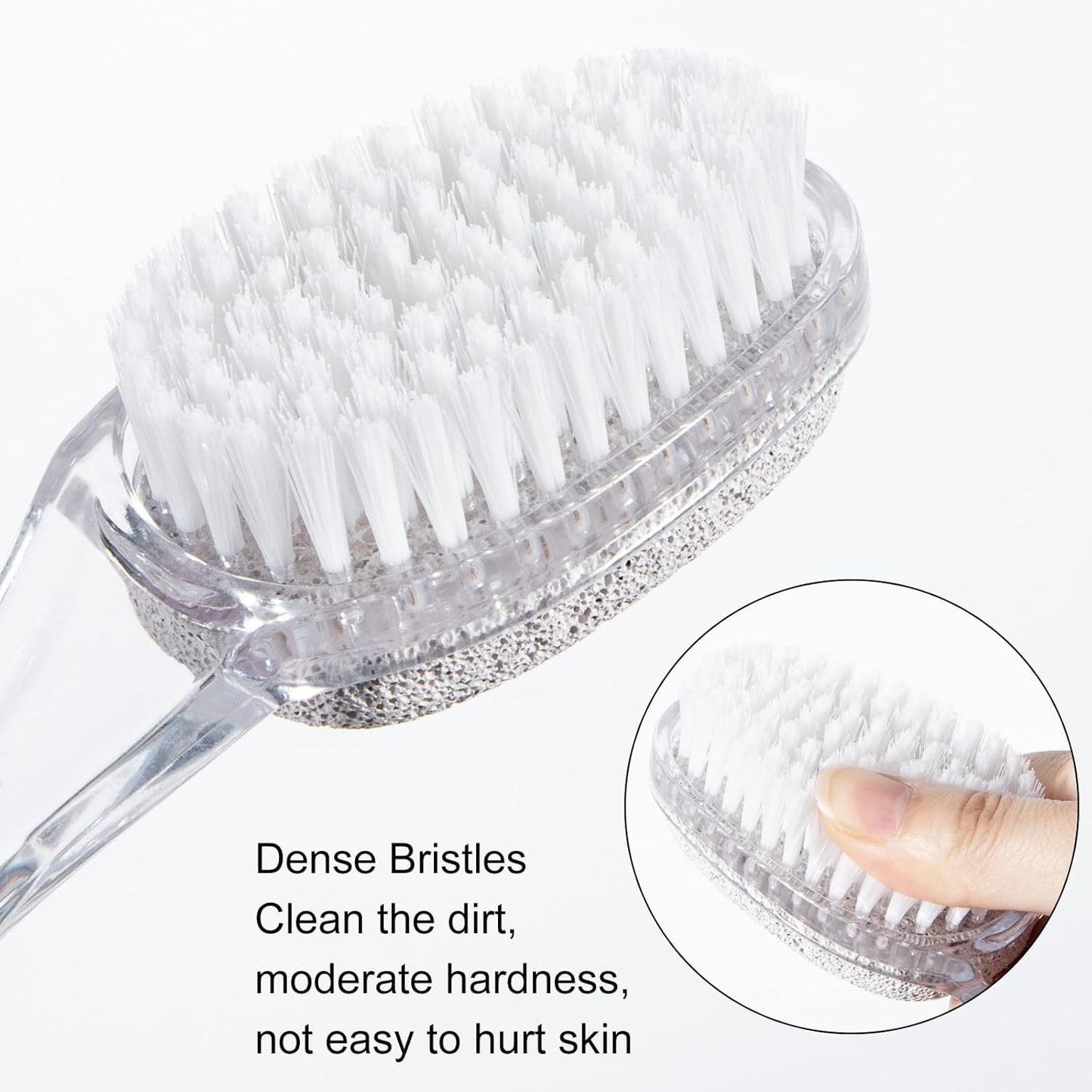 6 Pcs Foot Pumice Stone Brush Calluses Remover, Ooloveminso Large Foot Scrubber Foot File with Handle 2 in 1 Suitable for Horniness Foot Spa, Foot Care Smooth Skin (Transparent)