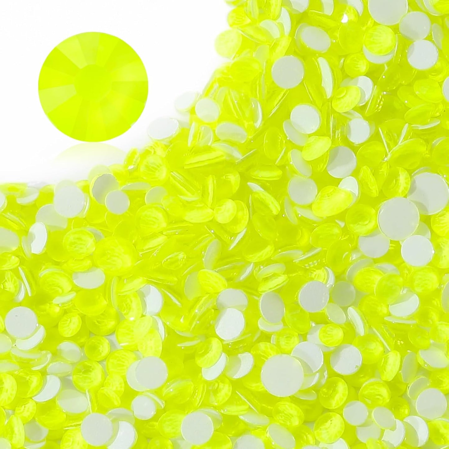 Neon Yellow Flatback Rhinestones, Glass Rhinestones for Nail Art and Craft, Glue Fix, Loose Crystal Gemstones(Neon Yellow, SS30, 288pcs, 6.4-6.6mm)
